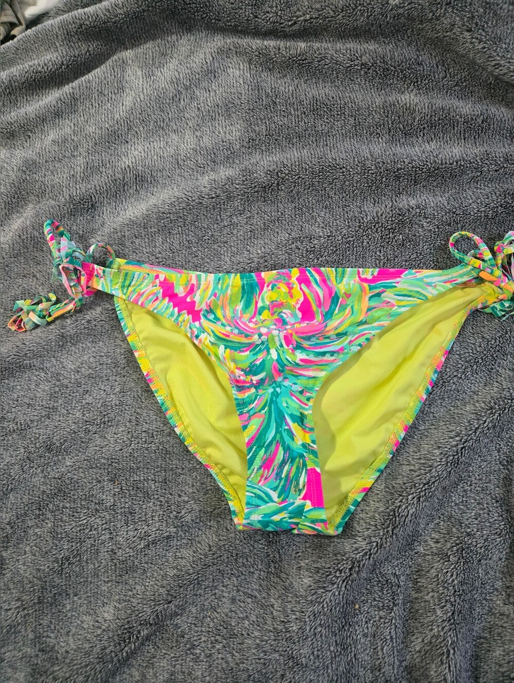 Lilly Pulitzer Neon Lime Bikini Bottom with Tropical Trim